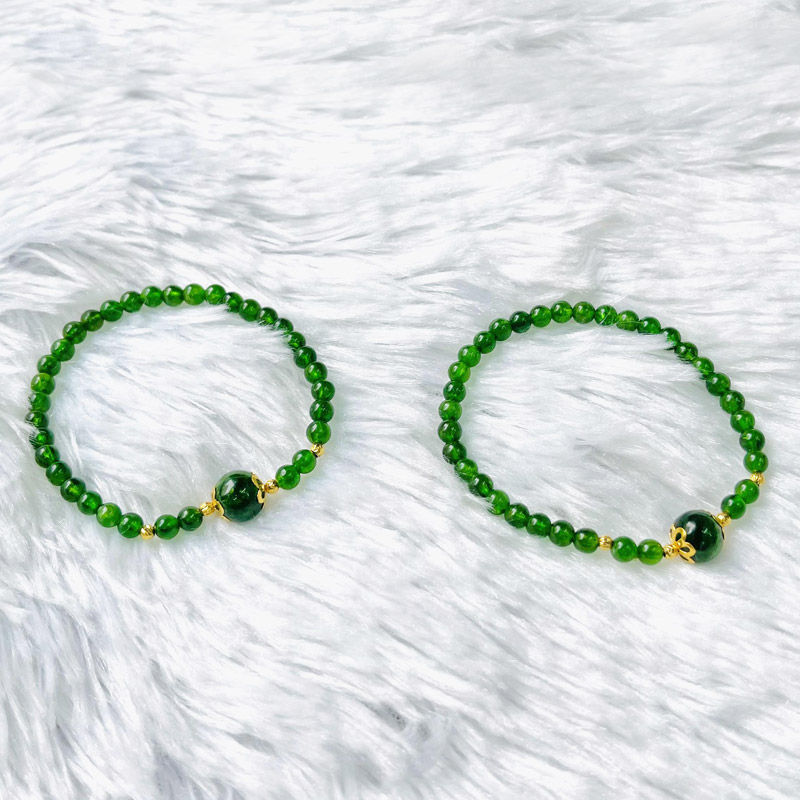 Diopside mix charm, phụ kiện vàng 10k