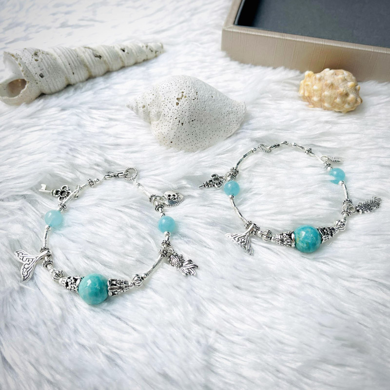 Amazonite mix charm bạc Thái