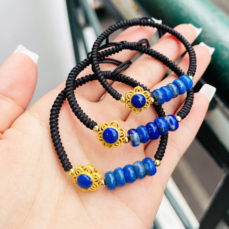 Lapislazuli mix charm bạc xi vàng