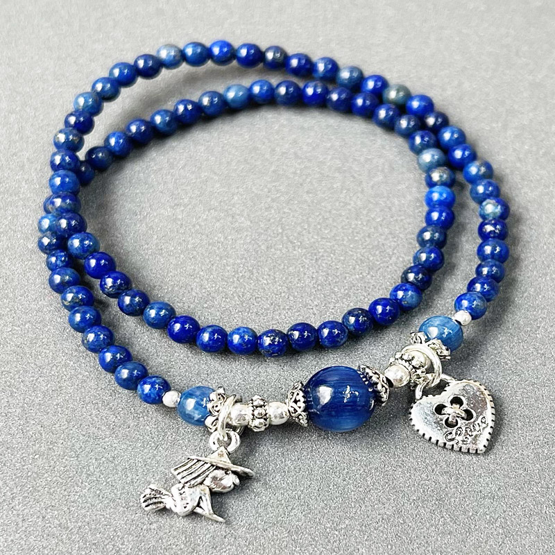 Lapislazuli mix charm bạc thái